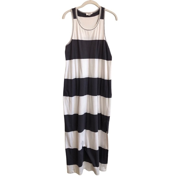 Splendid Dresses & Skirts - Splendid Women’s Wide Stripe Gray/Cream Maxi Racerback Tank Dress Size Medium